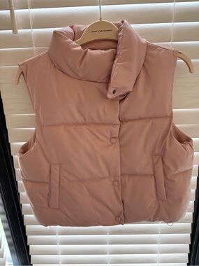 Pink Leather Cropped Vest